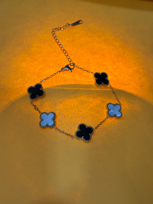 Black & White Clover Bracelet